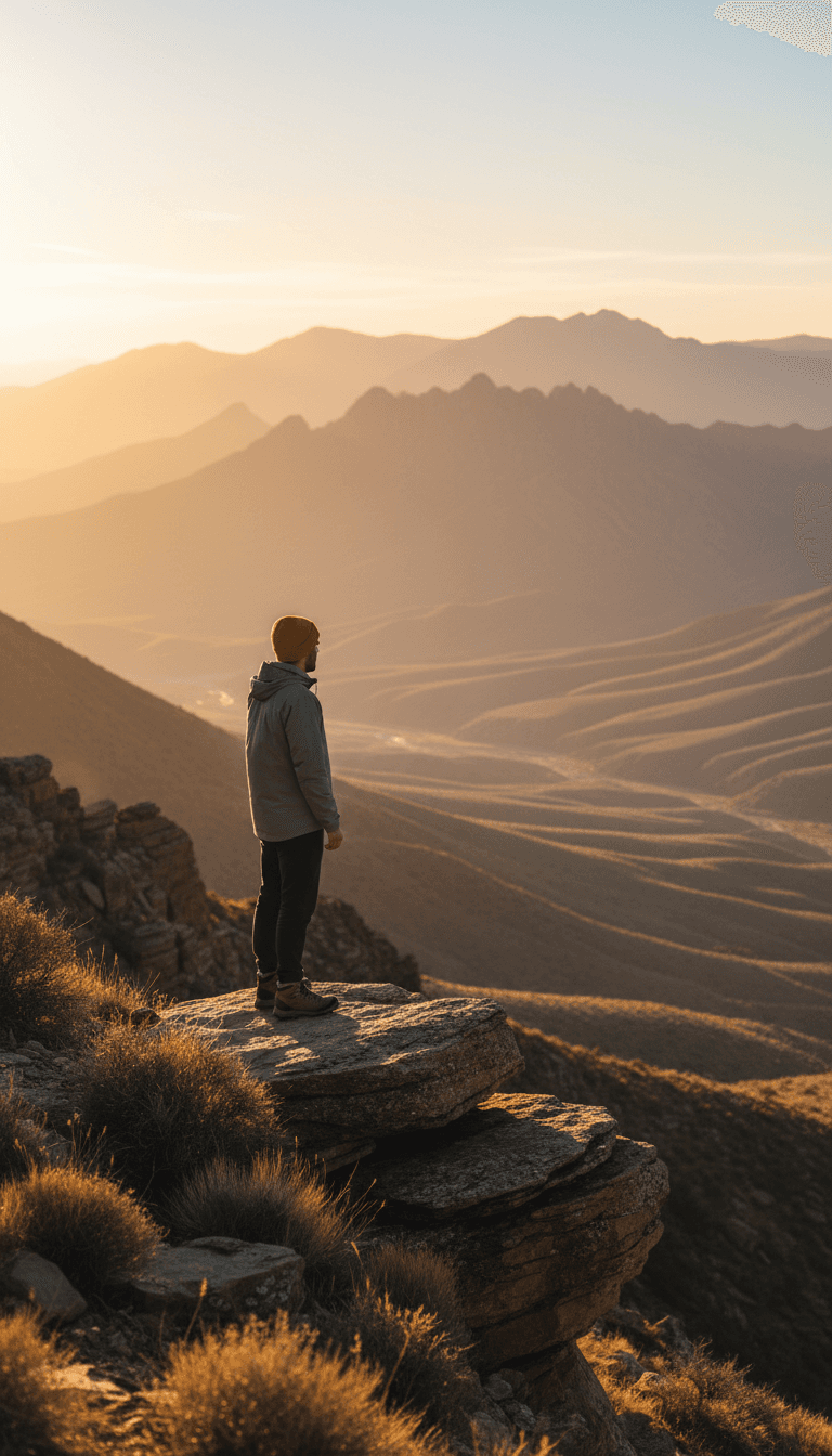 Traveler gazing across Tuscan landscape
