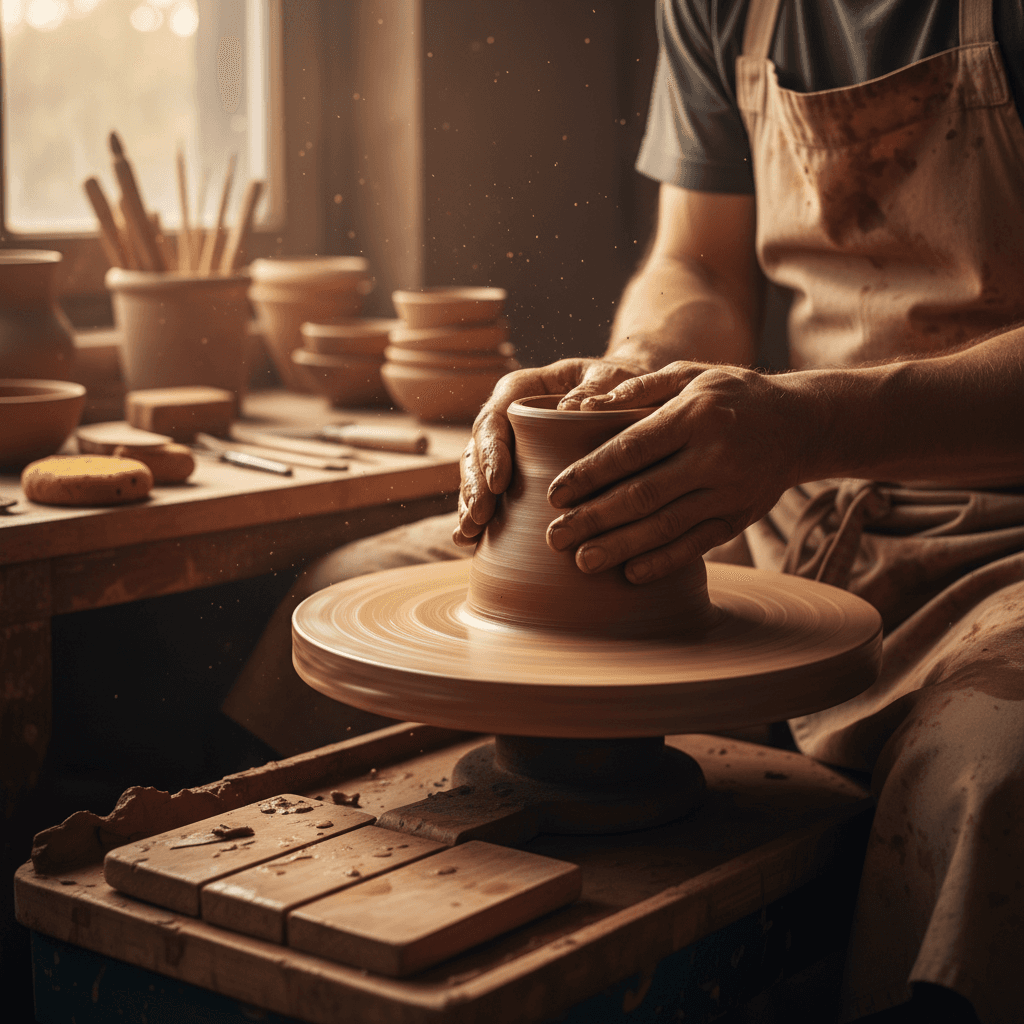 Tuscan artisan crafting pottery